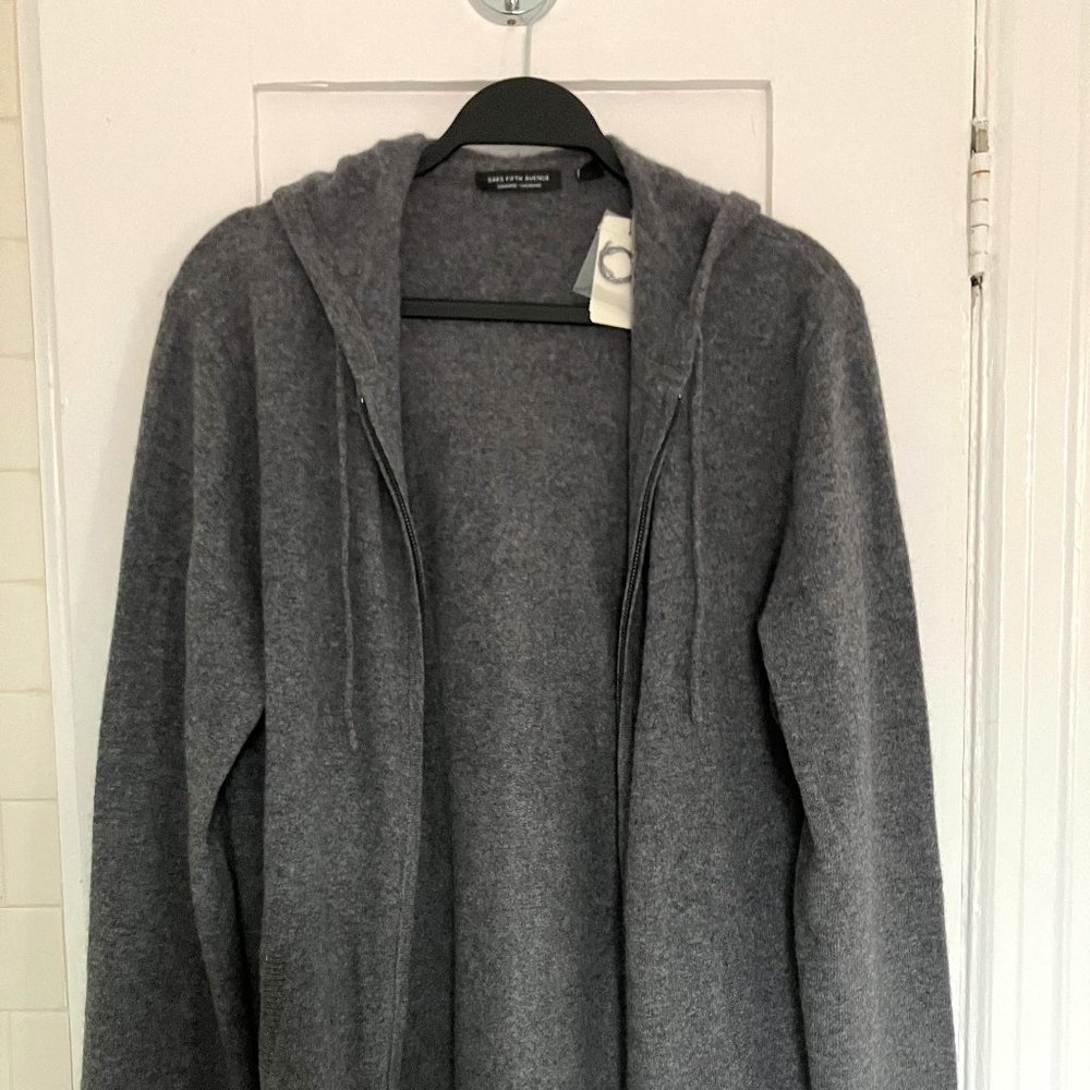 Saks Men's Cashmere Zippered Hoodie, Large